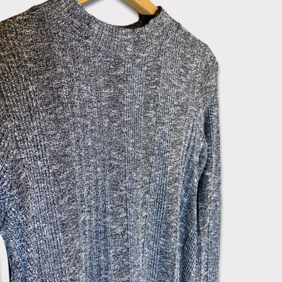 Mossimo Heathered Gray Wide Ribbed Knit Mock Neck Long Sleeve Swing Dress - Picture 4 of 9